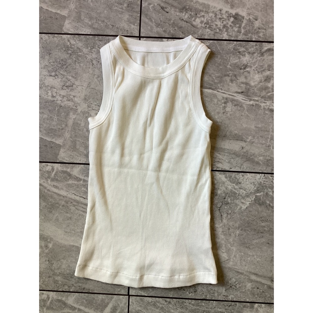 Citizens of Humanity Isabel Tank White Ribbed Sleeveless Crew Neck Top Small